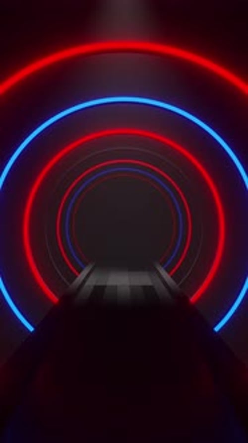 Road with red and blue blinking circles. Looped animation