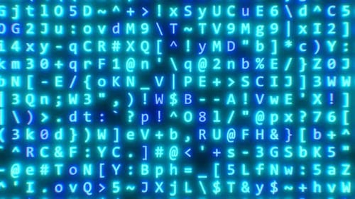 Abstract Blue Glowing Moving Computer Hacker Code Ciphertext Concept - 4K