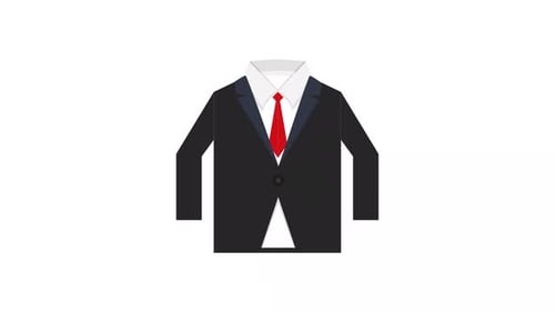 Flat Design Suit Jacket Animation with Red Tie Reveal