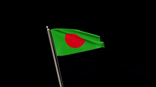Realistic Waving Flag of Bangladesh with Alpha Channel