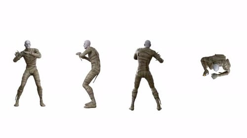 Set 4 in 1 Mummy Man Dancing on White Screen Alfa Chenely Full Length