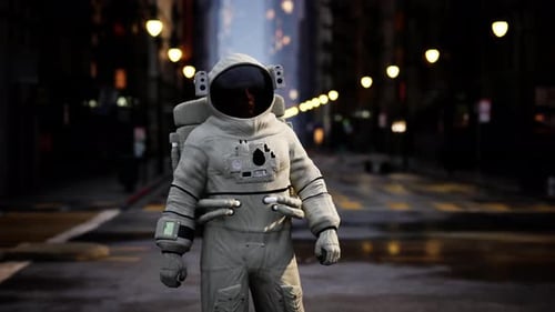 Lonely Astronaut in Deserted City