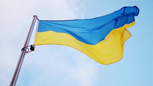 Ukrainian Flag Waving Gently in the Wind