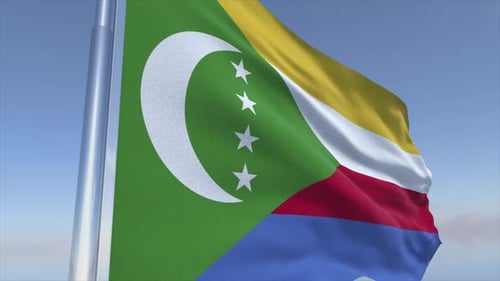 Realistic Waving Flag of Comoros Animation Loop