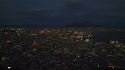 Aerial Panoramic Footage of City at Night
