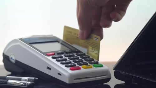 Credit Card Payment on Terminal Close Up
