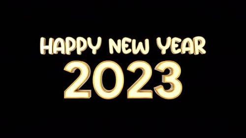 Happy New Year 2023 3d text with black isolated background illustration loop animation 4k video