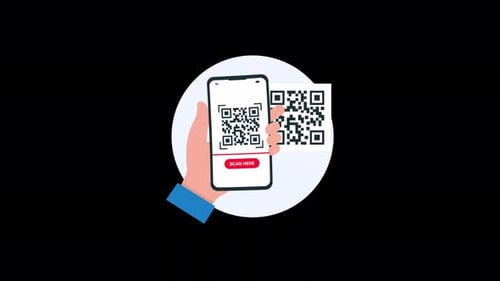 Hand Scanning QR Code Animation Video - Transparent