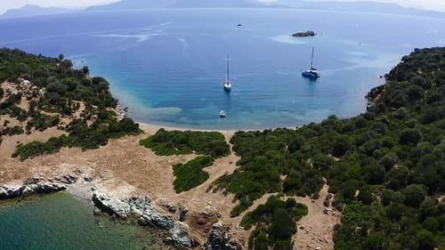 Boats near island