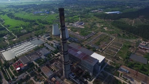 Thermal Power Plant Drone View