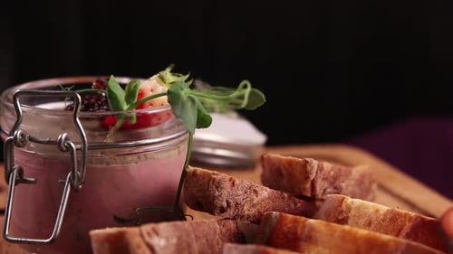 Pate with Strawberry and Toast Close Up