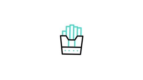 Animated Flat Design French Fries Line Art Icon