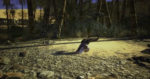 Desert Snake Slithering Across Sandy Terrain During Twilight Hours