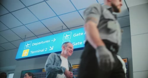 Crowd of Diverse People Travelers in Modern International Airport Terminal