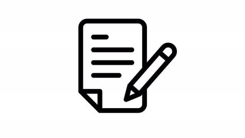 Flat Design Document and Pencil Writing Icon Animation
