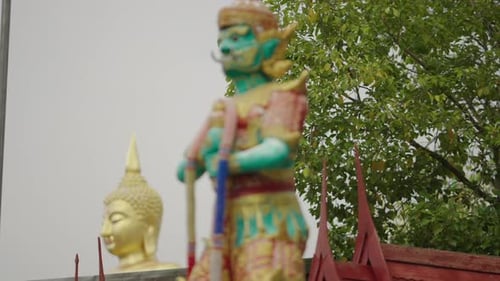 Religious Golden Figures in a Temple in Thailand