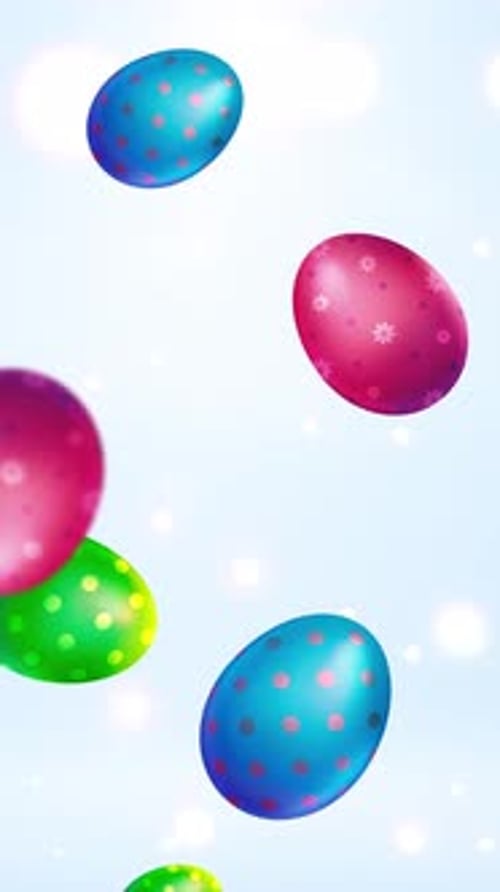 Floating Decorated Easter Eggs Vertical Background Animation