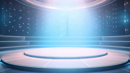 podium Futuristic showcase with platform for product displaying. Empty modern stage display