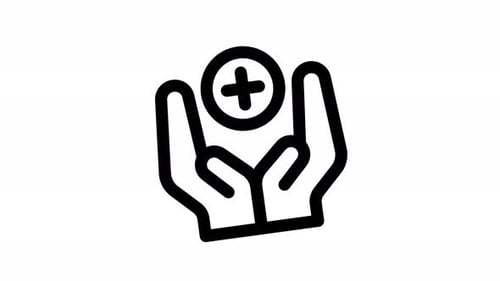 Animated Hands Supporting with Plus Sign Icon