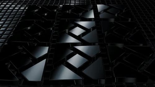 Shiny Black Geometric Tiles Shifting Abstract Loop