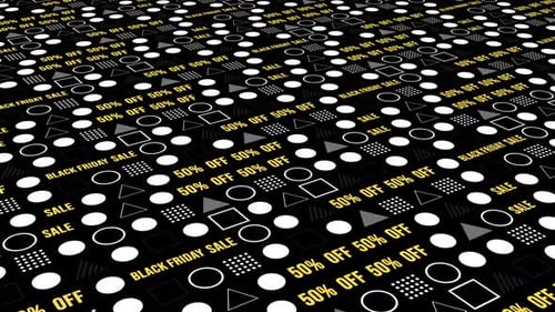 Animated Black Friday Sale Background with Geometric 50% Off Pattern