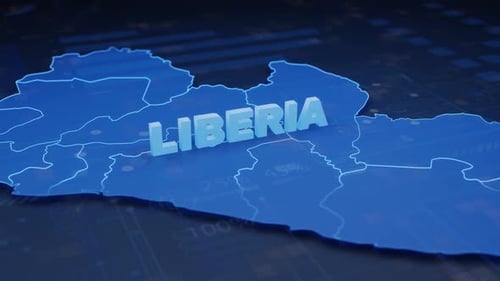 Liberia Map Futuristic Digital Background