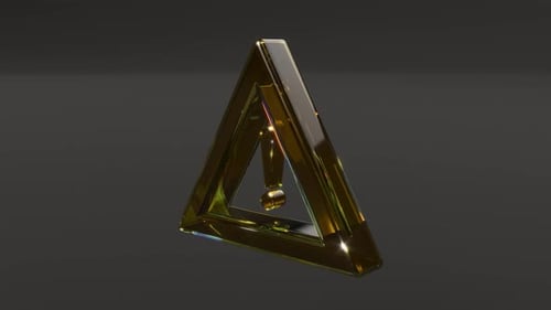 Glossy 3D Warning Sign with Rotating Exclamation Mark Animation