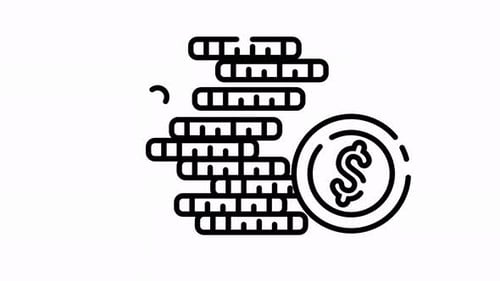 Animated Stack of Dollar Coins Line Art Icon