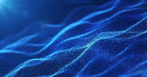 Abstrakte digitale Wellenflusspartikel und heller Hintergrund, futuristischer Cybertechnologie-Hintergrund