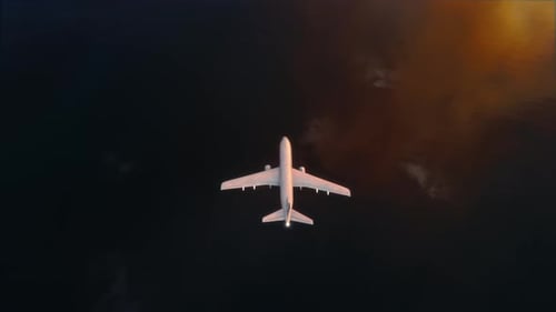 White Passenger Plane Flying Upward Over Ocean
