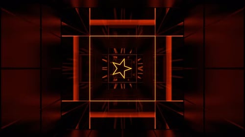 Red And Orange Square Rotating Tunnel With Star Strobe Light Background Vj Loop In 4K