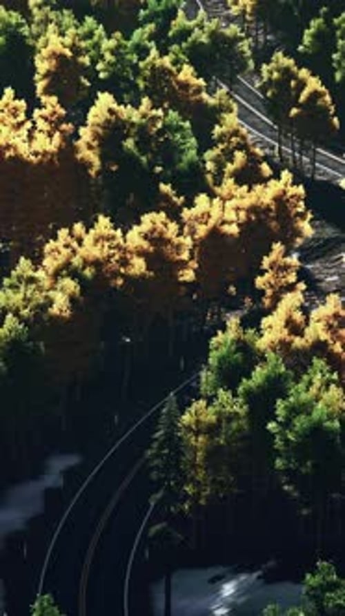 Uma vista aérea de uma estrada nas montanhas