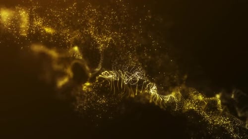 Abstract Golden Glowing Particles Flowing Background Animation