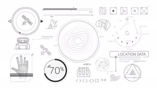 Futuristic HUD Elements for Science and Data Display Animation