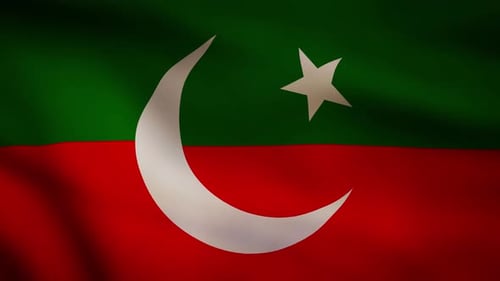 Animated Waving Flag with Crescent Moon and Star Symbol