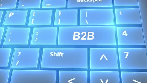 Futuristic Computer Keyboard B2B Text on Key