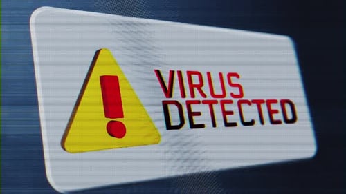 Glitch Warning Pop-Up: Virus Detected Message Alert