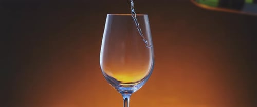 Pouring white wine into the glass