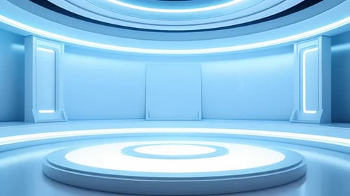 podium Futuristic showcase with platform for product displaying. Empty modern stage display