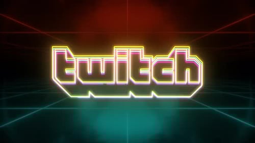 Neon Glow Text Reveal on Retro Grid Background