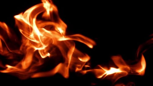 Tongues of Bright Fire on a Black Background Filmed on a Highspeed Camera at 1000 Fps