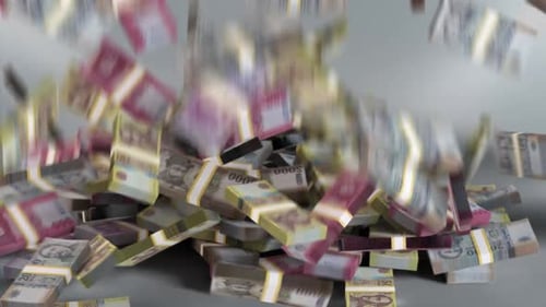 Hungary Money - Forint Stacked Money Falling - Hungarian Currency