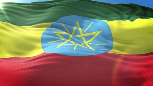 Waving National Flag of Ethiopia with Realistic Fabric Texture