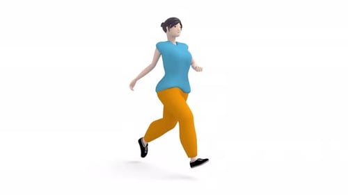 Animated 3D Woman Character Running in Place