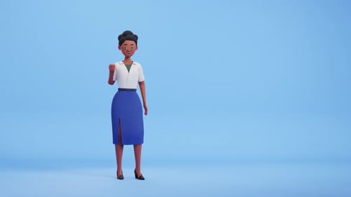 3D Animated Cartoon Woman Character Pondering and Thinking