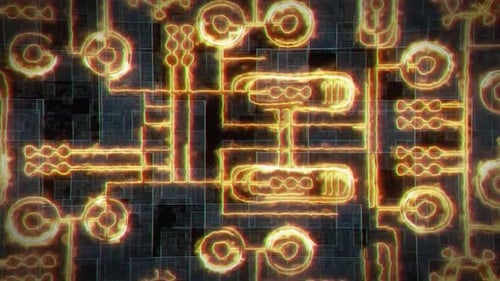 Futuristic Glowing Circuit Board Animation Background