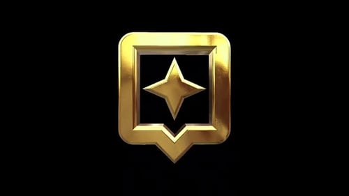 Golden 3D Star Icon with Pin Animation