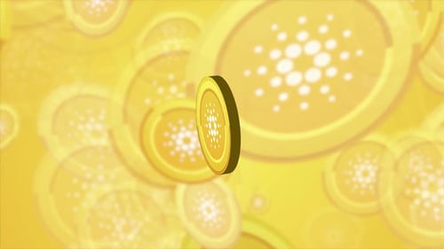 Cardano Coin 3d Logo Animation With Gradient Abstract Background