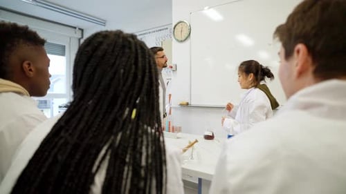 Science Class with Students and Instructor in Lab