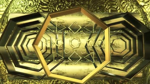 Abstract Golden Geometric Tunnel Motion Background